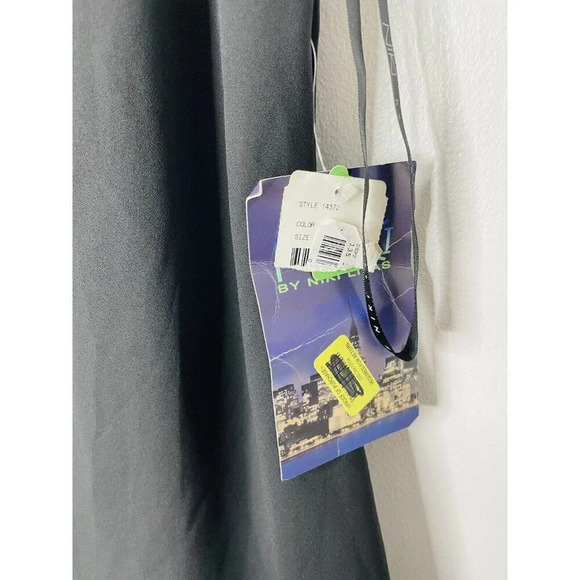 Niki Livas Evening Dress 10 Beaded Black 90s Style Handkerchief Hem Draped Neck - Picture 8 of 14